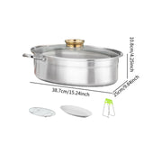 Maxbell Fish Steaming Pot with Cover Oval Cookware for Eggs Vegetables Coarse Grains Gold Lid Handle