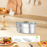 Maxbell Fish Steaming Pot with Cover Oval Cookware for Eggs Vegetables Coarse Grains Gold Double Layer