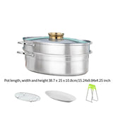 Maxbell Fish Steaming Pot with Cover Oval Cookware for Eggs Vegetables Coarse Grains Gold Double Layer