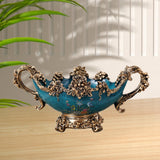 Maxbell Pedestal Fruit Plate Decorative Food Storage Dish with Base for Kitchen Home blue