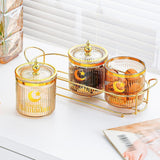Maxbell Dry Fruit Jars with Lid with Tray Snack Container for Living Room Party Home Amber
