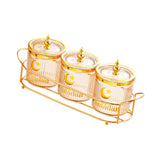 Maxbell Dry Fruit Jars with Lid with Tray Snack Container for Living Room Party Home Amber