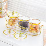 Maxbell Dry Fruit Jars with Lid with Tray Snack Container for Living Room Party Home Amber