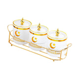Maxbell Dry Fruit Jars with Lid with Tray Snack Container for Living Room Party Home White