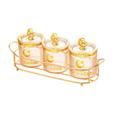 Maxbell Sugar Jars Wedding Decor with Tray Multifunctional for Kitchen Holiday Candy Amber