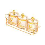 Maxbell Sugar Jars Wedding Decor with Tray Multifunctional for Kitchen Holiday Candy Amber
