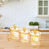 Maxbell Sugar Jars Wedding Decor with Tray Multifunctional for Kitchen Holiday Candy Amber