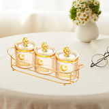 Maxbell Sugar Jars Wedding Decor with Tray Multifunctional for Kitchen Holiday Candy Amber