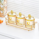 Maxbell Sugar Jars Wedding Decor with Tray Multifunctional for Kitchen Holiday Candy Amber