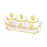 Maxbell Sugar Jars Wedding Decor with Tray Multifunctional for Kitchen Holiday Candy White