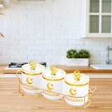 Maxbell Sugar Jars Wedding Decor with Tray Multifunctional for Kitchen Holiday Candy White