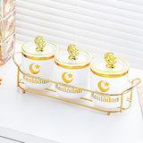 Maxbell Sugar Jars Wedding Decor with Tray Multifunctional for Kitchen Holiday Candy White