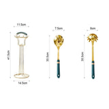 Maxbell 7x Kitchen Utensils Set Slotted Spatula Pasta Server Large Spoon with Holder green