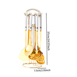 Maxbell 7x Kitchen Utensils Set Slotted Spatula Pasta Server Large Spoon with Holder white