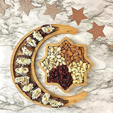 Maxbell Wooden Moon Tray Centerpiece Eid Mubarak for Kitchen Holiday