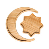 Maxbell Wooden Moon Tray Centerpiece Eid Mubarak for Kitchen Holiday