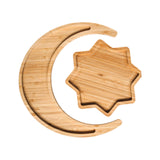 Maxbell Wooden Moon Tray Centerpiece Eid Mubarak for Kitchen Holiday