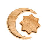 Maxbell Wooden Moon Tray Centerpiece Eid Mubarak for Kitchen Holiday