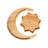Maxbell Wooden Moon Tray Centerpiece Eid Mubarak for Kitchen Holiday