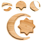 Maxbell Wooden Moon Tray Centerpiece Eid Mubarak for Kitchen Holiday