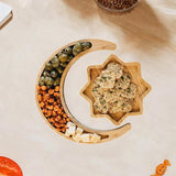 Maxbell Wooden Moon Tray Centerpiece Eid Mubarak for Kitchen Holiday