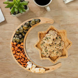Maxbell Wooden Moon Tray Centerpiece Eid Mubarak for Kitchen Holiday