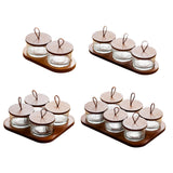 Maxbell Wooden Snack Serving Tray Split Glass Fruit Tray for Fruit Nuts Snacks 2 grid