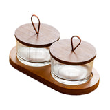 Maxbell Wooden Snack Serving Tray Split Glass Fruit Tray for Fruit Nuts Snacks 2 grid