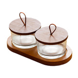 Maxbell Wooden Snack Serving Tray Split Glass Fruit Tray for Fruit Nuts Snacks 2 grid