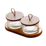 Maxbell Wooden Snack Serving Tray Split Glass Fruit Tray for Fruit Nuts Snacks 2 grid