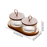 Maxbell Wooden Snack Serving Tray Split Glass Fruit Tray for Fruit Nuts Snacks 2 grid