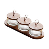 Maxbell Wooden Snack Serving Tray Split Glass Fruit Tray for Fruit Nuts Snacks 3 grid