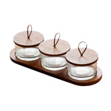 Maxbell Wooden Snack Serving Tray Split Glass Fruit Tray for Fruit Nuts Snacks 3 grid