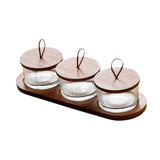 Maxbell Wooden Snack Serving Tray Split Glass Fruit Tray for Fruit Nuts Snacks 3 grid