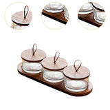 Maxbell Wooden Snack Serving Tray Split Glass Fruit Tray for Fruit Nuts Snacks 3 grid