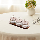 Maxbell Wooden Snack Serving Tray Split Glass Fruit Tray for Fruit Nuts Snacks 3 grid