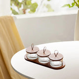 Maxbell Wooden Snack Serving Tray Split Glass Fruit Tray for Fruit Nuts Snacks 3 grid