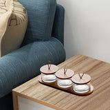 Maxbell Wooden Snack Serving Tray Split Glass Fruit Tray for Fruit Nuts Snacks 3 grid