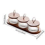 Maxbell Wooden Snack Serving Tray Split Glass Fruit Tray for Fruit Nuts Snacks 3 grid