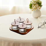 Maxbell Wooden Snack Serving Tray Split Glass Fruit Tray for Fruit Nuts Snacks 4 grid