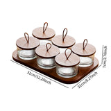 Maxbell Wooden Snack Serving Tray Split Glass Fruit Tray for Fruit Nuts Snacks 6 grid