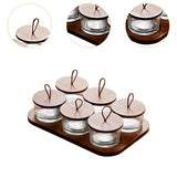 Maxbell Wooden Snack Serving Tray Split Glass Fruit Tray for Fruit Nuts Snacks 6 grid