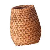 Maxbell Hand Woven Rattan Pen Holder Basket Desk Organizer for Home Tea Room Kitchen