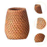 Maxbell Hand Woven Rattan Pen Holder Basket Desk Organizer for Home Tea Room Kitchen