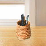 Maxbell Hand Woven Rattan Pen Holder Basket Desk Organizer for Home Tea Room Kitchen