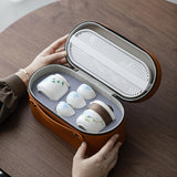 Maxbell Chinese Ceramic Teapot Mini Chinese Tea Pot Cup Set for Outdoor Hotel Picnic