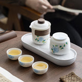 Maxbell Chinese Ceramic Teapot Mini Chinese Tea Pot Cup Set for Outdoor Hotel Picnic