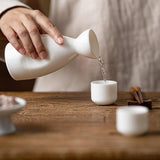 Maxbell Ceramic Sake Set Gifts Ornament Sake Drink for Tea Party Cupboard Restaurant White