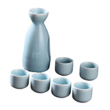 Maxbell Ceramic Sake Set Gifts Ornament Sake Drink for Tea Party Cupboard Restaurant Blue