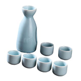 Maxbell Ceramic Sake Set Gifts Ornament Sake Drink for Tea Party Cupboard Restaurant Blue